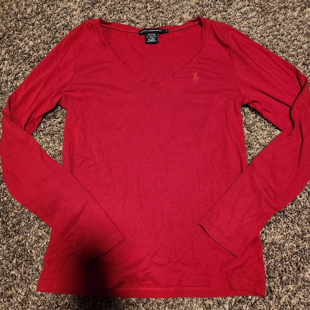 Ralph Lauren Sport Red Long Sleeve Top